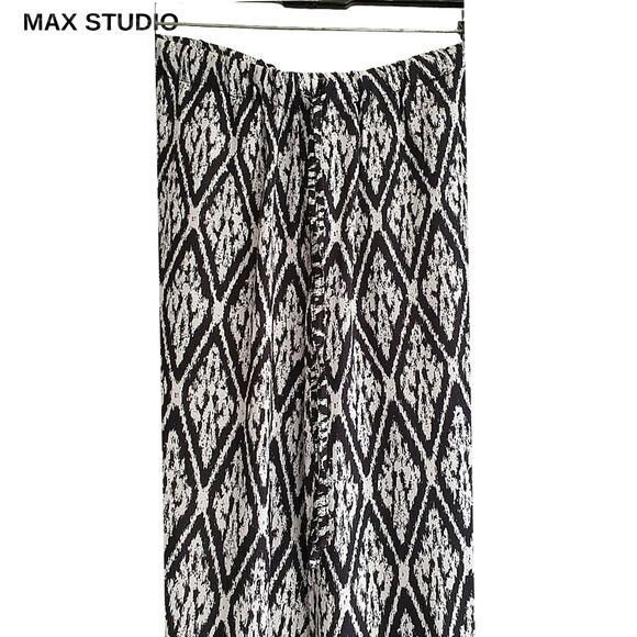 MAX STUDIO NEW Bohemian Drawstring Flowing Wide Leg Pant M - Picture 3 of 11